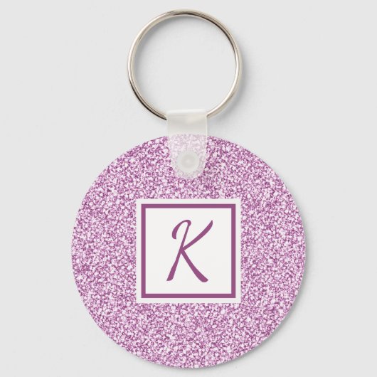 Girly Pink Sparkle Monogrammed キーホルダー (裏面)