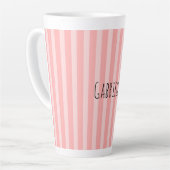 Girly Pink Stripes Birthday カフェラテマグ (左アングル)