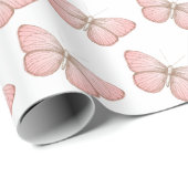 Girly Pink White Butterflies Birthday ラッピングペーパー (ロールコーナー)