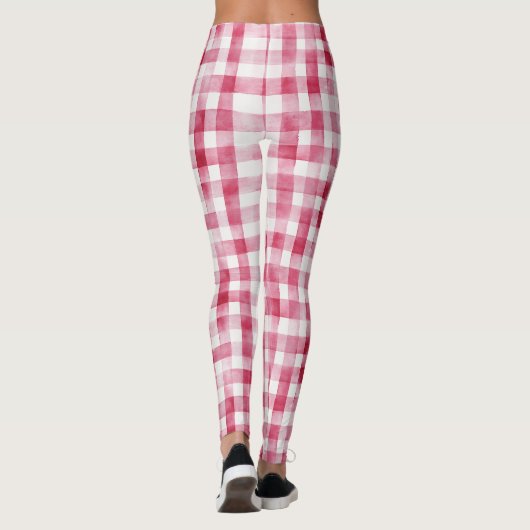  Girly Pink White Plaid レギンス (裏面)