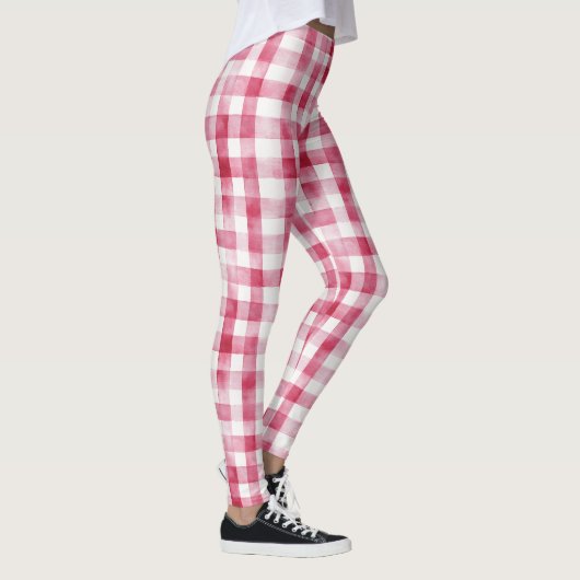  Girly Pink White Plaid レギンス (右)