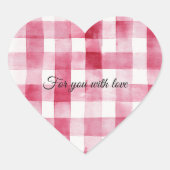 Girly Pink White Plaid Stripes ハートシール (正面)