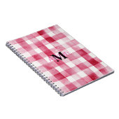 Girly Pink White Plaid Stripes Monogram ノートブック (右側)