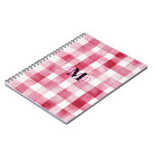 Girly Pink White Plaid Stripes Monogram ノートブック (左側)