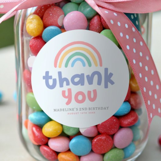 Girly Pool Party Rainbow Girls Birthday Favor ラウンドシール