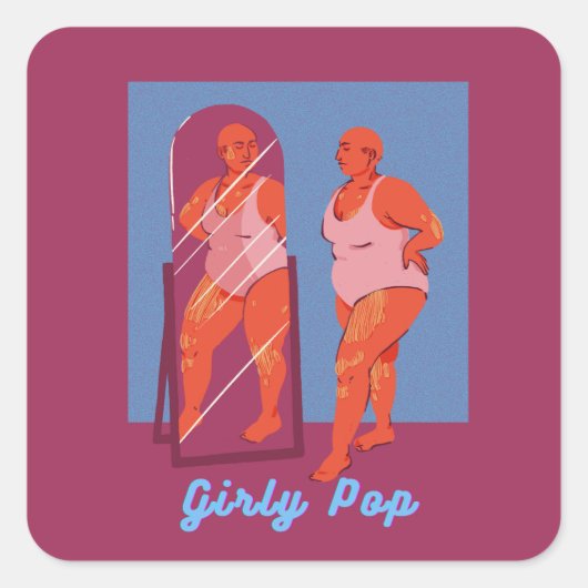 Girly pop stickers スクエアシール (正面)