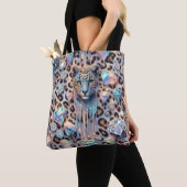 Girly Posh Leopard Print Opal Tote Bag トートバッグ (クローズアップ)