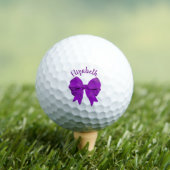 Girly Purple Bow Lady Golfer Custom Name ゴルフボール (インサイチュ 木)
