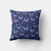 Girly Purple Butterfly Pattern With Bold Monogram クッション (裏面)
