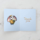 Girly rabbit polka dot bow Thank you サンキューカード (内部)