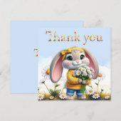 Girly rabbit polka dot bow Thank you サンキューカード (正面/裏面)