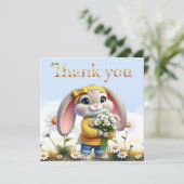 Girly rabbit polka dot bow Thank you サンキューカード (スタンド正面)