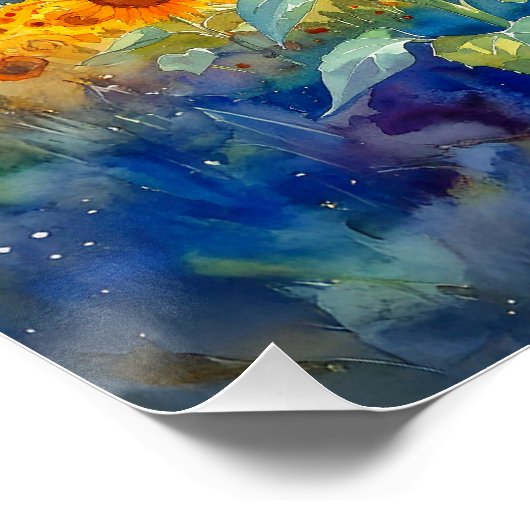 Girly rabbit sunflower field ポスター (コーナー)