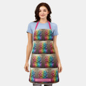 Girly Rainbow Flowers and Glitter Drips Apron エプロン (着用した状態)