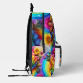 Girly Rainbow Flowers with Glitter Drips Backpack プリントバックパック (左)