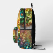 Girly Rainbow Flowers with Glitter Drips Backpack プリントバックパック (右)