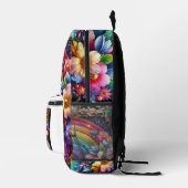 Girly Rainbow Flowers with Glitter Drips Backpack プリントバックパック (右)
