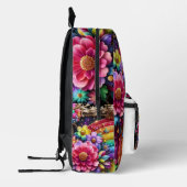 Girly Rainbow Flowers with Glitter Drips Backpack プリントバックパック (左)