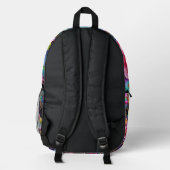 Girly Rainbow Flowers with Glitter Drips Backpack プリントバックパック (裏面)