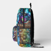 Girly Rainbow Flowers with Glitter Drips Backpack プリントバックパック (右)
