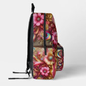 Girly Rainbow Flowers with Glitter Drips Backpack プリントバックパック (左)