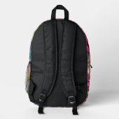 Girly Rainbow Flowers with Glitter Drips Backpack プリントバックパック (裏面)