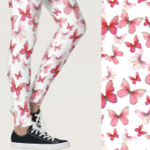 Girly red butterfly whimsical patterned レギンス