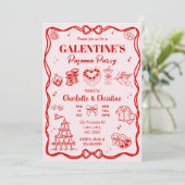 Girly Red Coquette Galentine's Pajama Party 招待状 (スタンド正面)