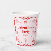Girly Red Coquette Galentine's Party 紙コップ (裏面)