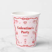 Girly Red Coquette Galentine's Party 紙コップ (正面)