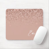 Girly Rose Gold - Blush Pink Glitter Monogram Mous マウスパッド (マウス)