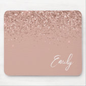 Girly Rose Gold - Blush Pink Glitter Monogram Mous マウスパッド (正面)