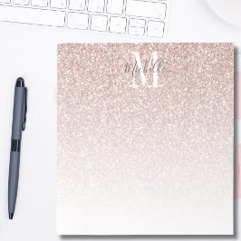 Girly Rose Gold Blush Pink Glitter Monogram Name ノートパッド