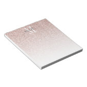 Girly Rose Gold Blush Pink Glitter Monogram Name ノートパッド (アングル)