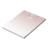 Girly Rose Gold Blush Pink Glitter Monogram Name ノートパッド (回転)