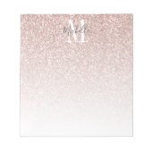 Girly Rose Gold Blush Pink Glitter Monogram Name ノートパッド (正面)