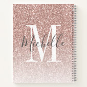 Girly Rose Gold Blush Pink Glitter Monogram Name ノートブック (裏面)