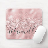 Girly Rose Gold Glitter Custom Name Monogram マウスパッド (マウス)