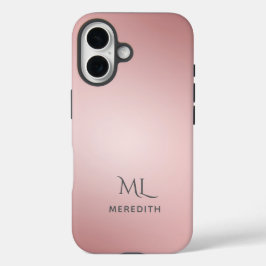 Girly Rose Gold Ombre Personalized Name iPhone 16ケース