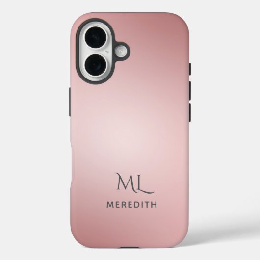 Girly Rose Gold Ombre Personalized Name Case-Mate iPhoneケース (裏面)