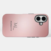 Girly Rose Gold Ombre Personalized Name Case-Mate iPhoneケース (裏面 (横))