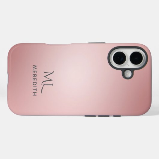 Girly Rose Gold Ombre Personalized Name Case-Mate iPhoneケース (裏面 (横))