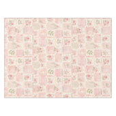 Girly Rustic Pink Quilt Floral Patchwork Pattern テーブルクロス (正面(横))