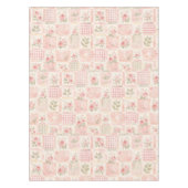 Girly Rustic Pink Quilt Floral Patchwork Pattern テーブルクロス (正面)