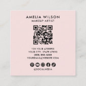 Girly Script QR Code Photo  Square Blush Pink スクエア名刺 (裏面)