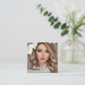 Girly Script QR Code Photo  Square Blush Pink スクエア名刺 (スタンド正面)