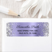Girly Silver Glitter Pale Purple Foil ラベル (インサイチュ)