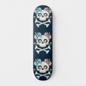 Girly Skull and Crossbones Skateboard スケートボード (正面)
