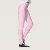 Girly small white polka dots on pale pink Leggings レギンス (右)