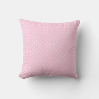 Girly small white polka dots on pale pink Pillow クッション